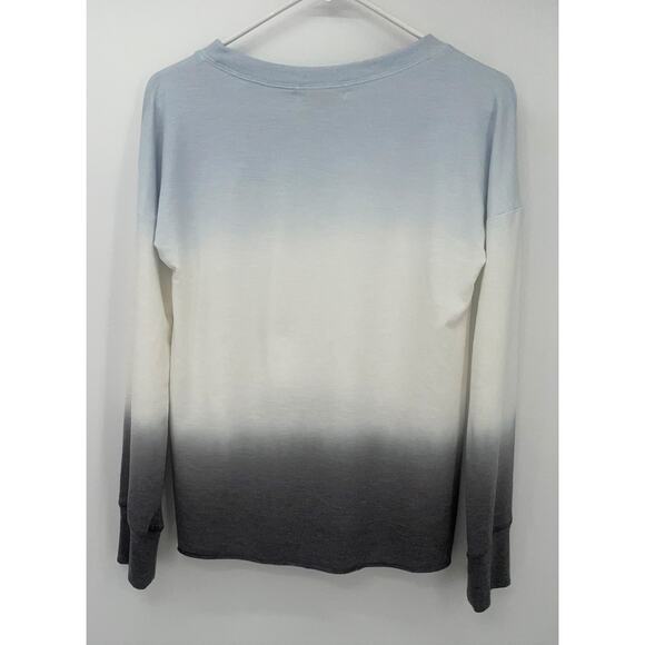 Knox Rose Ombre Long Sleeve Crew Neck Sweatshirt Blue/White/Grey XS Cozy Soft - Picture 8 of 11